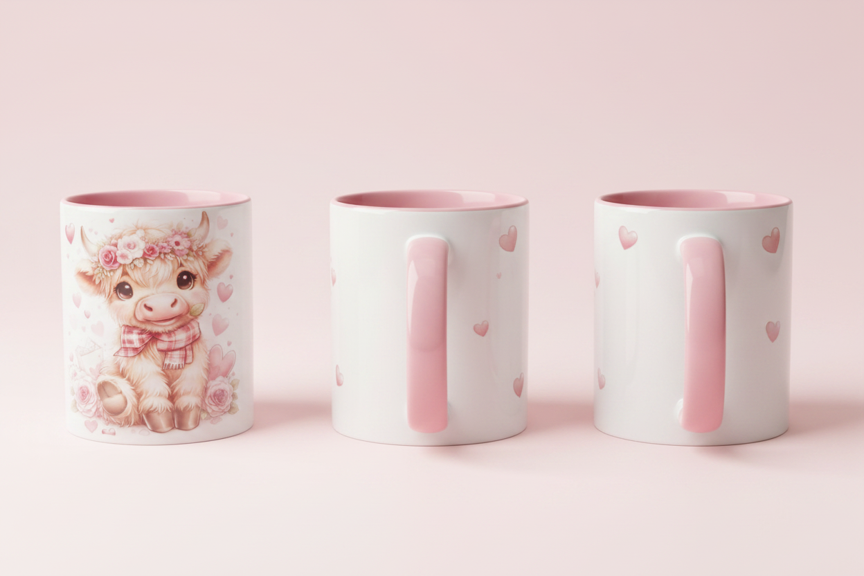 Mug Highland Cow Cœurs