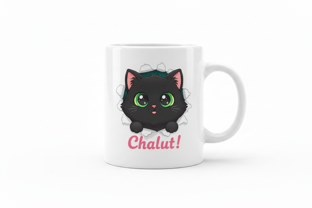 Mug "Chalut !" Chat Noir Cartoon - Réglisse & Cie