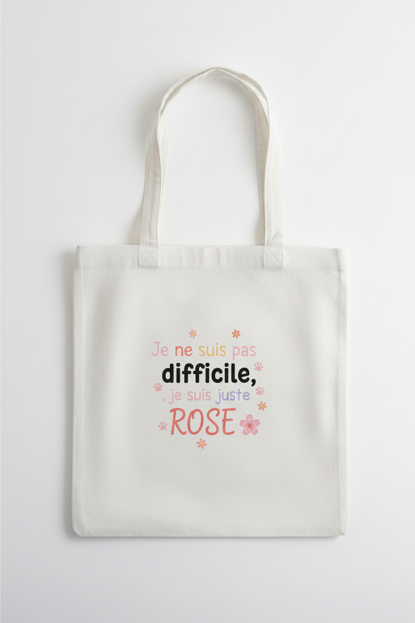 Tote Bag Chat Rose & Pâquerettes