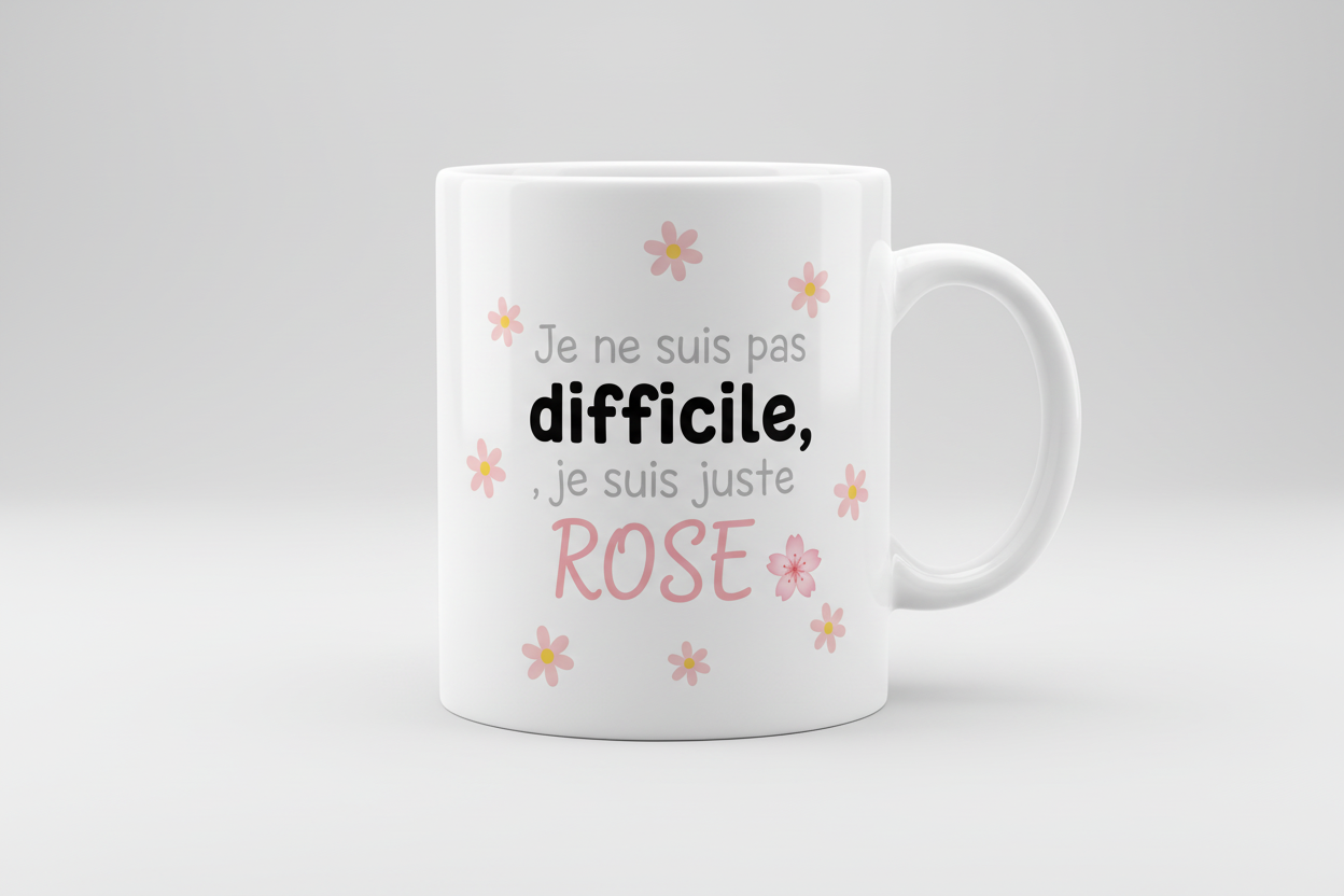 Mug Chat Rose & Pâquerettes