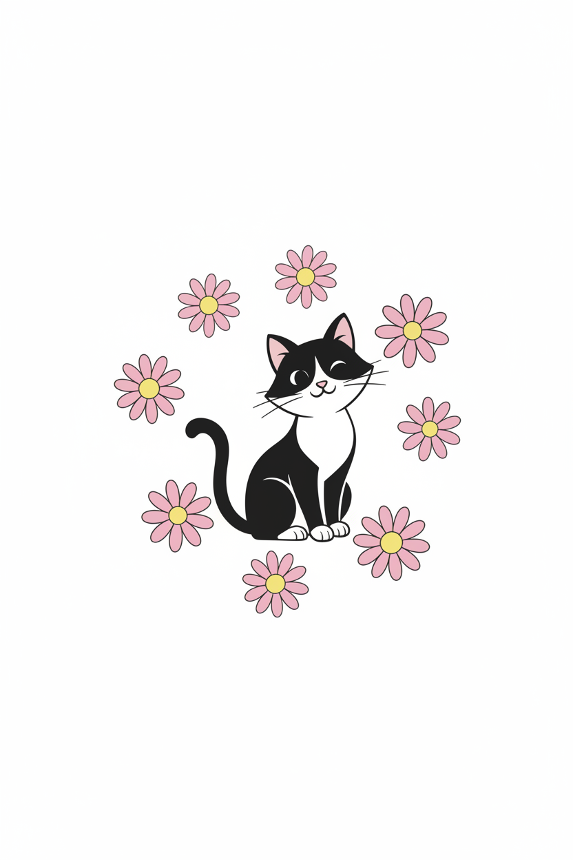 Tote Bag Chat Rose & Pâquerettes