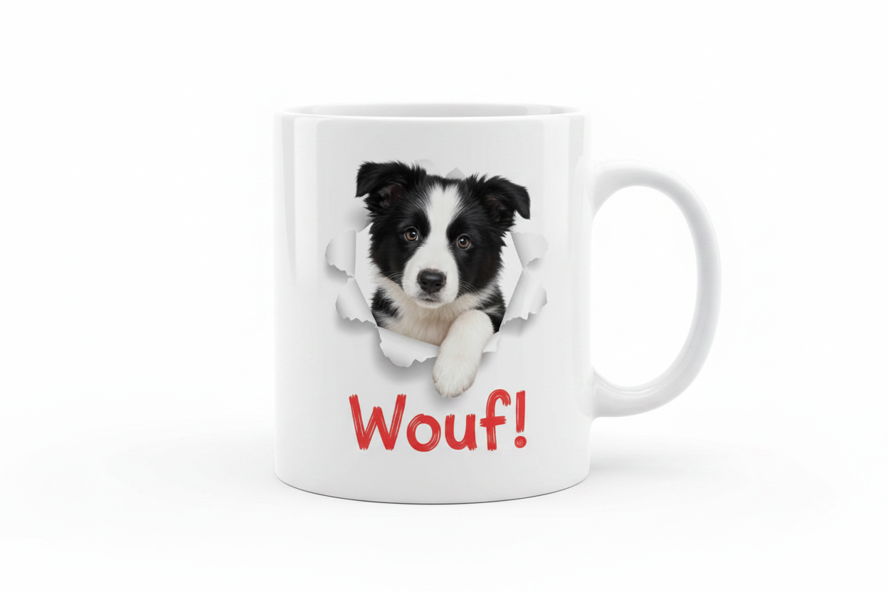 Mug "Wouf !" Border Collie - Réglisse & Cie