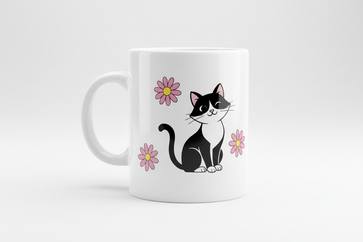 Mug Chat Rose & Pâquerettes