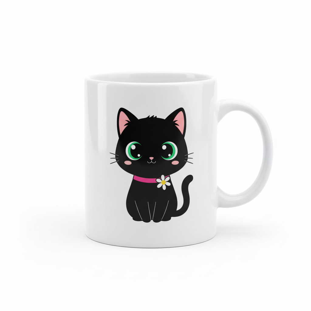 Mug chat noir yeux verts